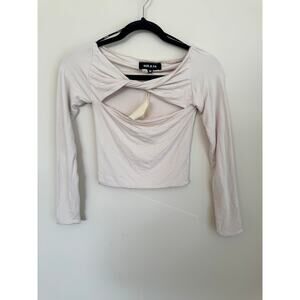 New SER.O.YA Revolve Artemis Twisted Cutout Crop Top Blush Pink Sz XS